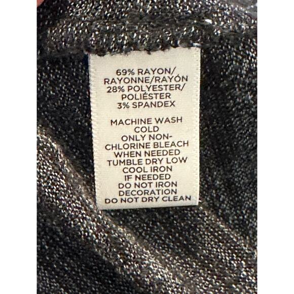 Loft marbled black v neck flare sleeves open back top size M - Picture 5 of 11